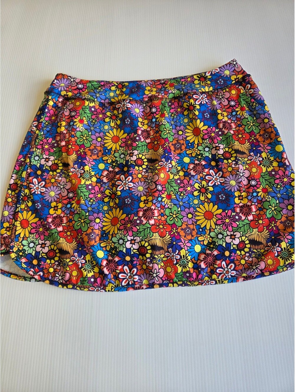 Chicho Women's Floral Print Athletic Skort with Black Built-in Shorts, Size L
